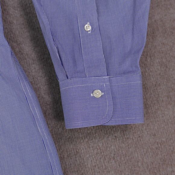 Jos A Bank Traveler Shirt Men 16 - 32 Blue  Button Down Long Sleeve - Picture 3 of 13